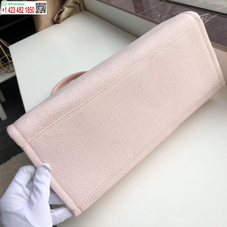 Replika Chanel 1:1 Speil Deauville Tote 38cm Lerretsveske Luksus A66941 Rosa/hvit
