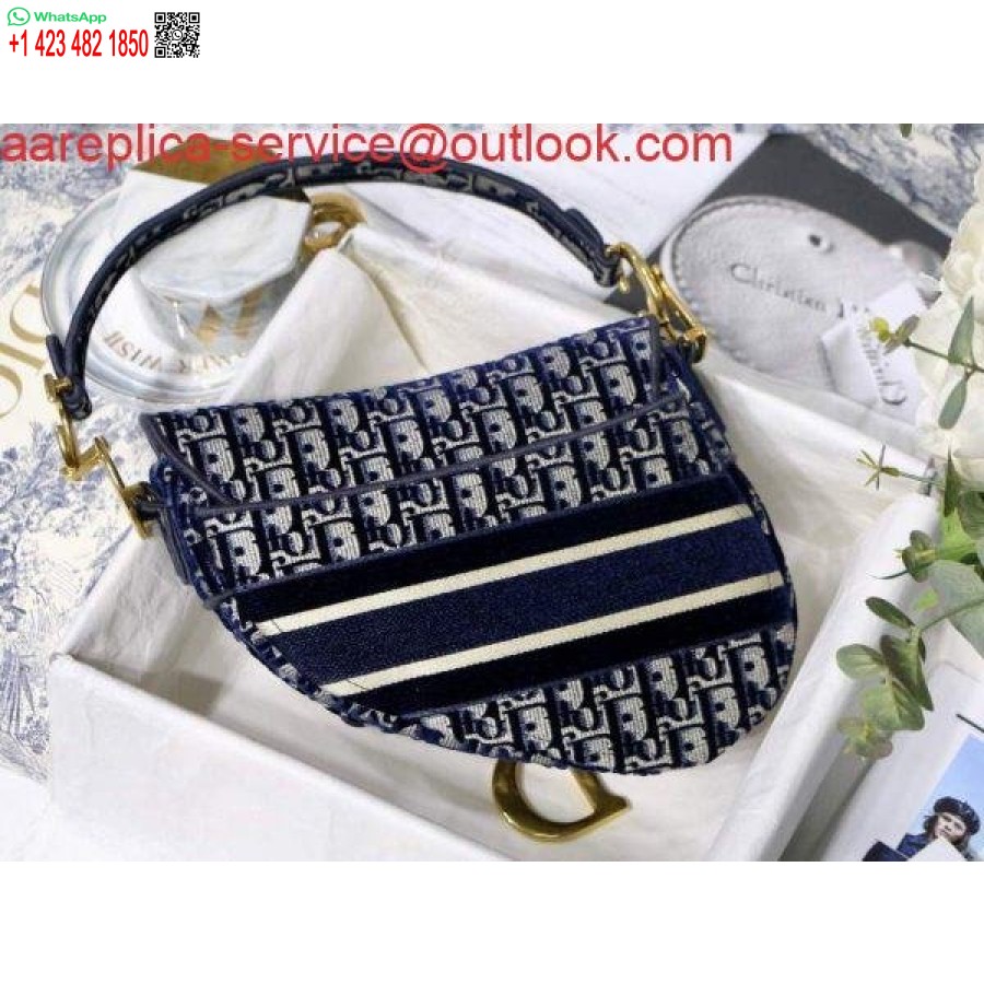 Replika Dior M0446 Dior Torba Za Sedlo Plavi Dior Kosi Jacquard