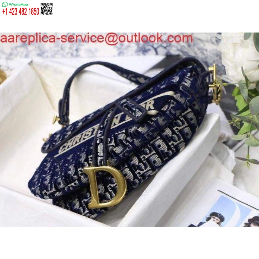 Replika Dior M0446 Dior Torba Za Sedlo Plavi Dior Kosi Jacquard