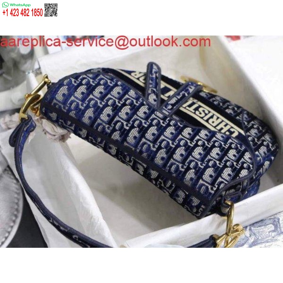 Replika Dior M0446 Dior Torba Za Sedlo Plavi Dior Kosi Jacquard