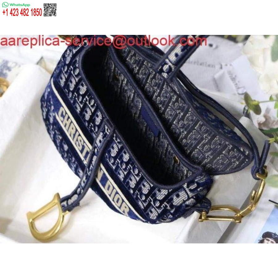 Replika Dior M0446 Dior Torba Za Sedlo Plavi Dior Kosi Jacquard