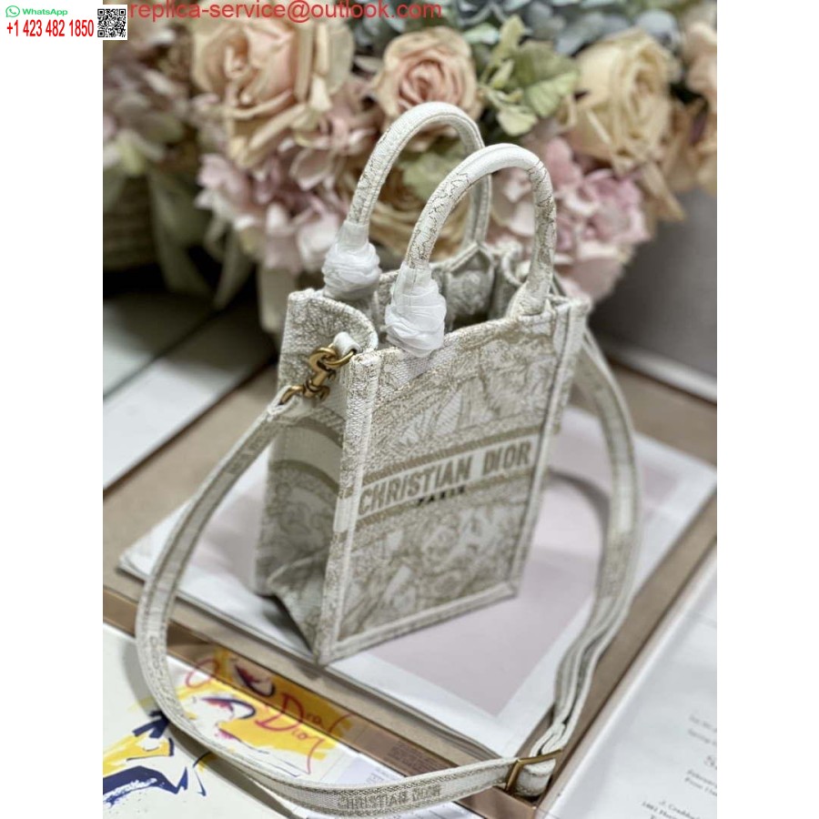 Replica Dior S5555 Mini Dior Raamatukott Telefonikott Valge Tikand S1107