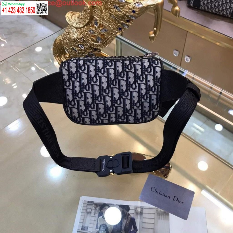 نسخة طبق الأصل من Dior 1adpo223 حقيبة حزام السرج Dior Oblique Galaxy جلد أسود وبيج