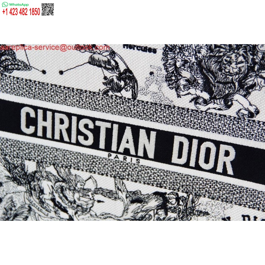 نسخة طبق الأصل من Dior M1296 كتاب متوسط الحجم Toile De Jouy Zodiac Latte التطريز