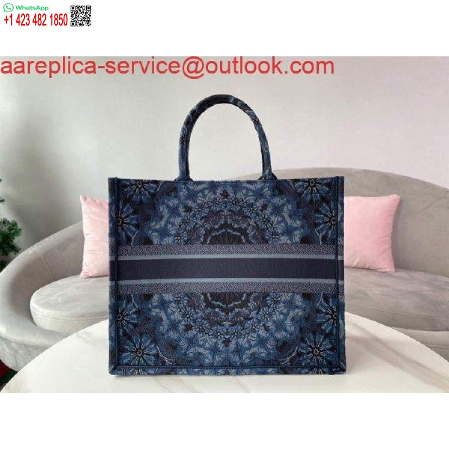 Replica Dior M1286 Tote Dior Book Blu Navy Ricamo Dior Costellazione