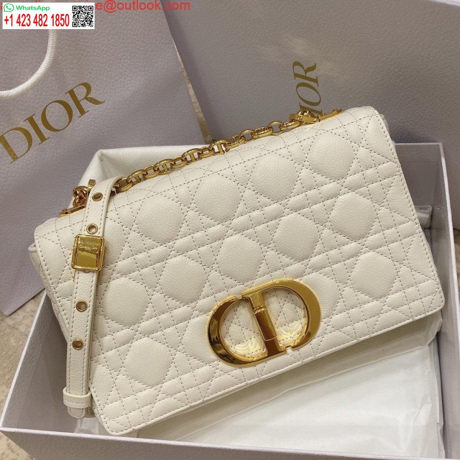 Replica Borsa Dior Caro Media In Pelle Di Vitello M9242 Bianca