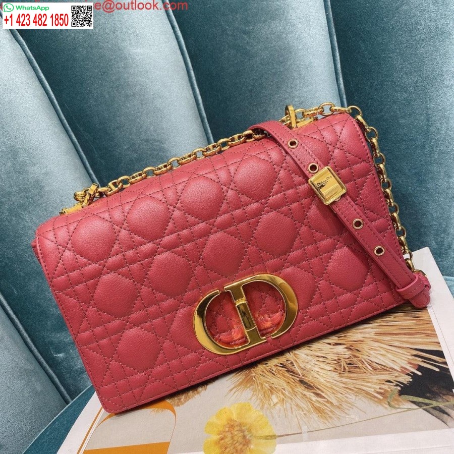 Borsa Dior Caro Media In Pelle Di Vitello M9242 Rossa