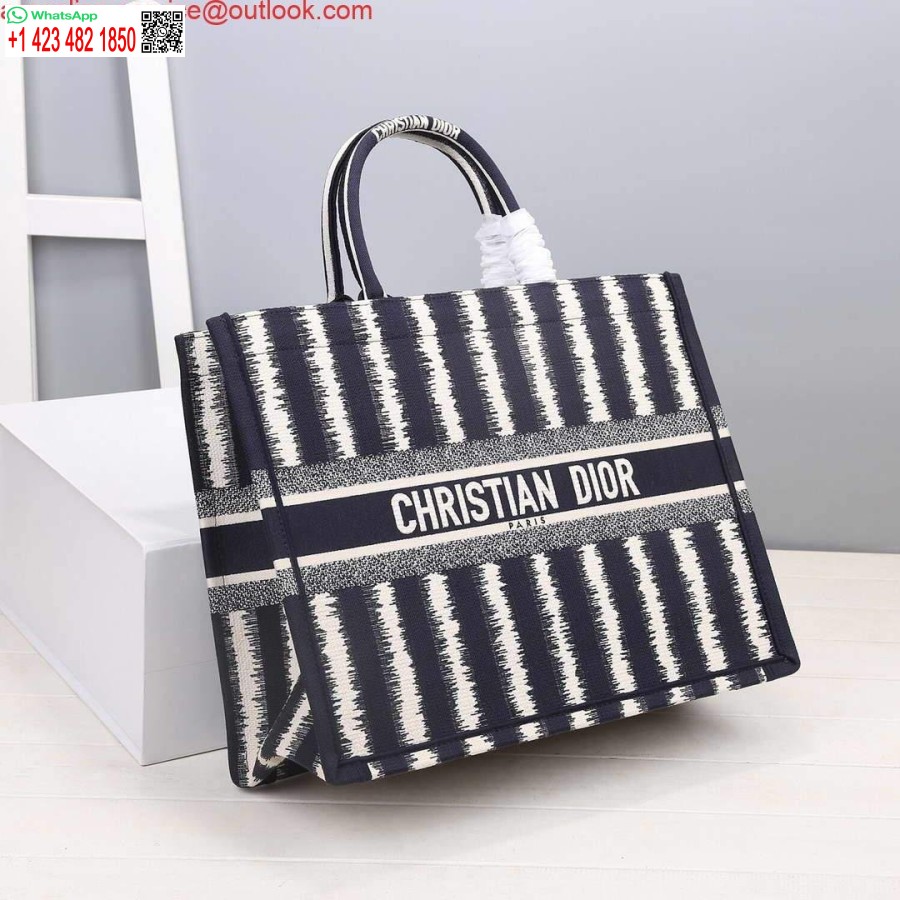 Replica Dior M1286 Dior Book Tote Blu D-strisce Ricamate