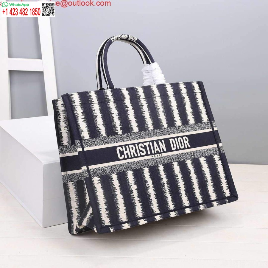 Replika Dior M1286 Dior Bokväska Blå D-ränder Broderi