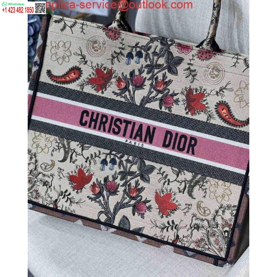 Replica Dior M1286 Bok Tote Multicolor Blommor Broderi