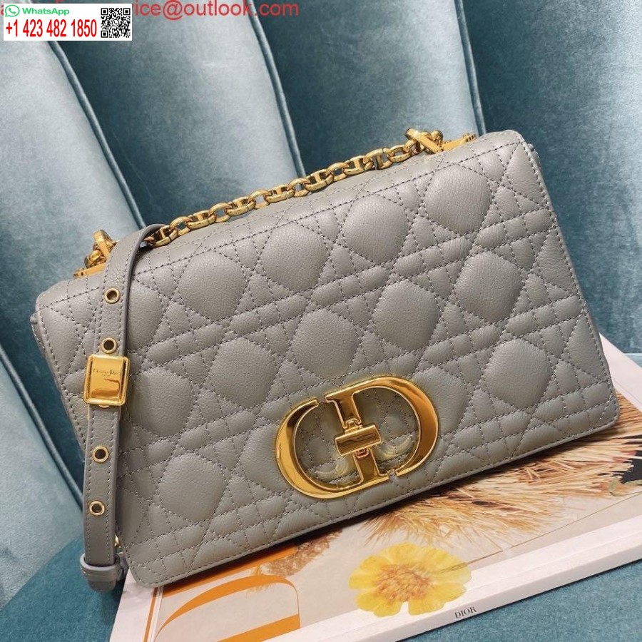 Replica Borsa Dior Media Caro In Pelle Di Vitello M9242 Grigia