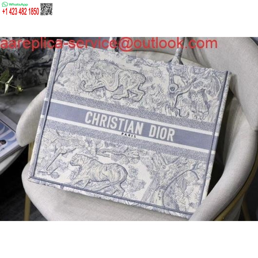 Replica Dior M1286 Tote Per Libri Borsa Shopping A Spalla Christian Dior Stampante Leone Grigio