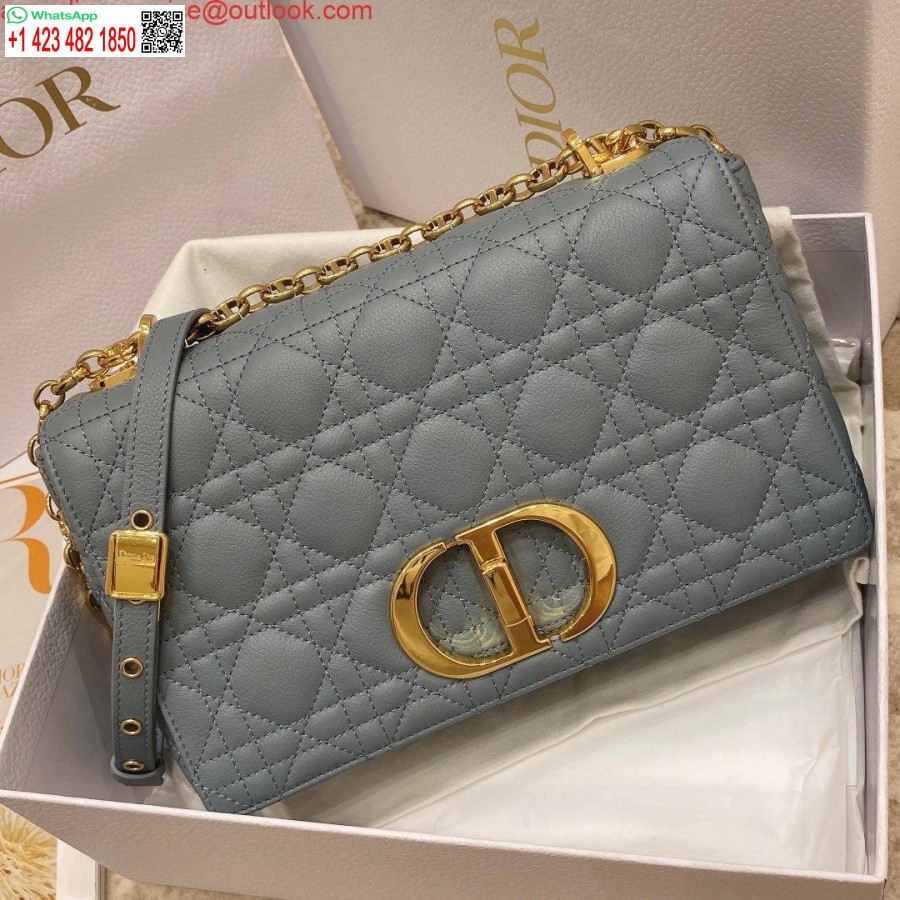 Replica Borsa Dior Caro Media In Pelle Di Vitello M9242 Blu