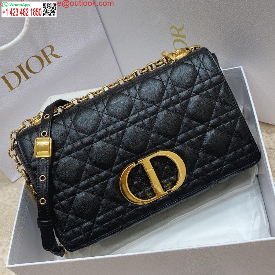 Replica Borsa Dior Media Caro In Pelle Di Vitello M9242 Nera