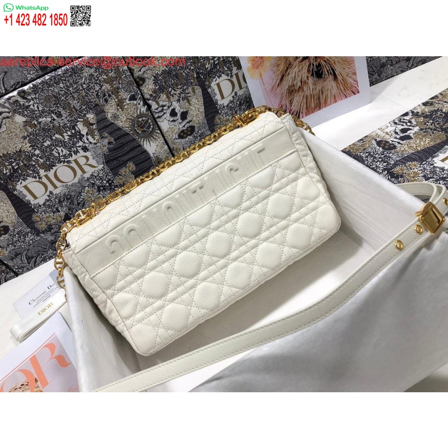 Replica Borsa Caro Grande Dior M9243 Pelle Di Vitello Oro Bianco