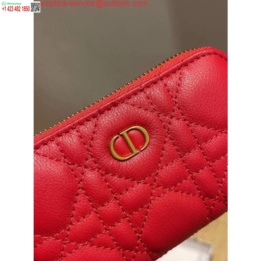 Replica Dior Caro Mini Pochette Con Cerniera 5087 Rossa