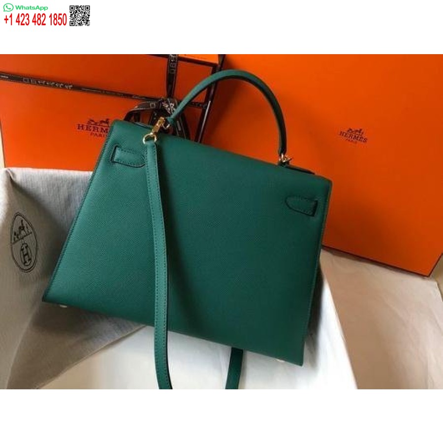 Replika Hermes Sellier Kelly 28 Cm Epsom Lædertaske 20336 Grøn