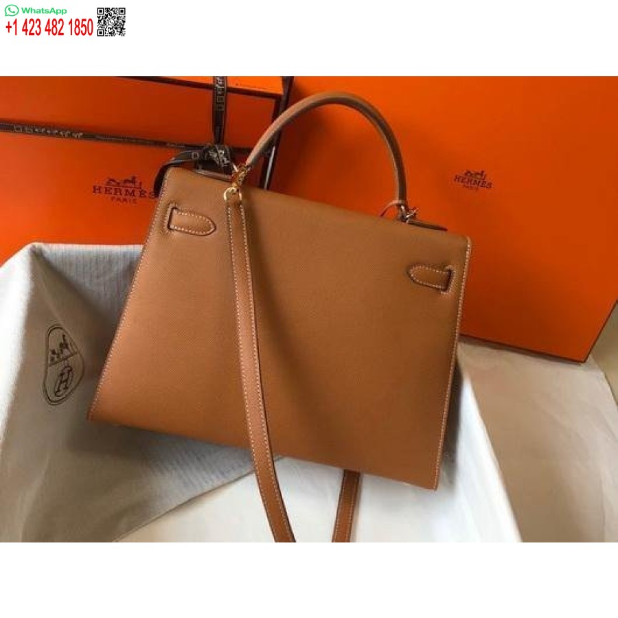 Replika Hermes Sellier Kelly 28 Cm Epsom Lædertaske 20335 Tan