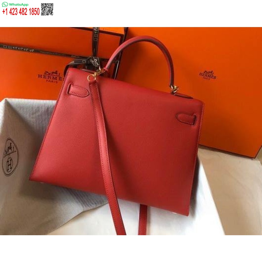 Replika Hermes Sellier Kelly 28 Cm Epsom Lædertaske 20332 Rød