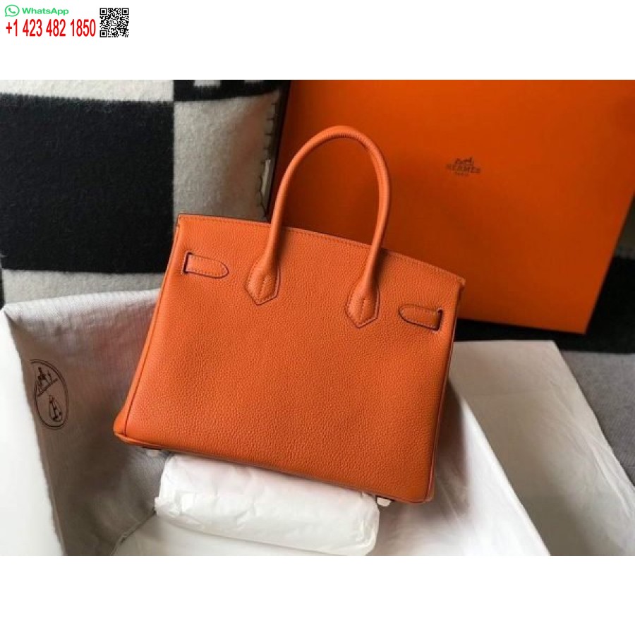Replika Hermes Birkin Dizajnerske Tote Tote Togo Kožne 28342 Narančaste