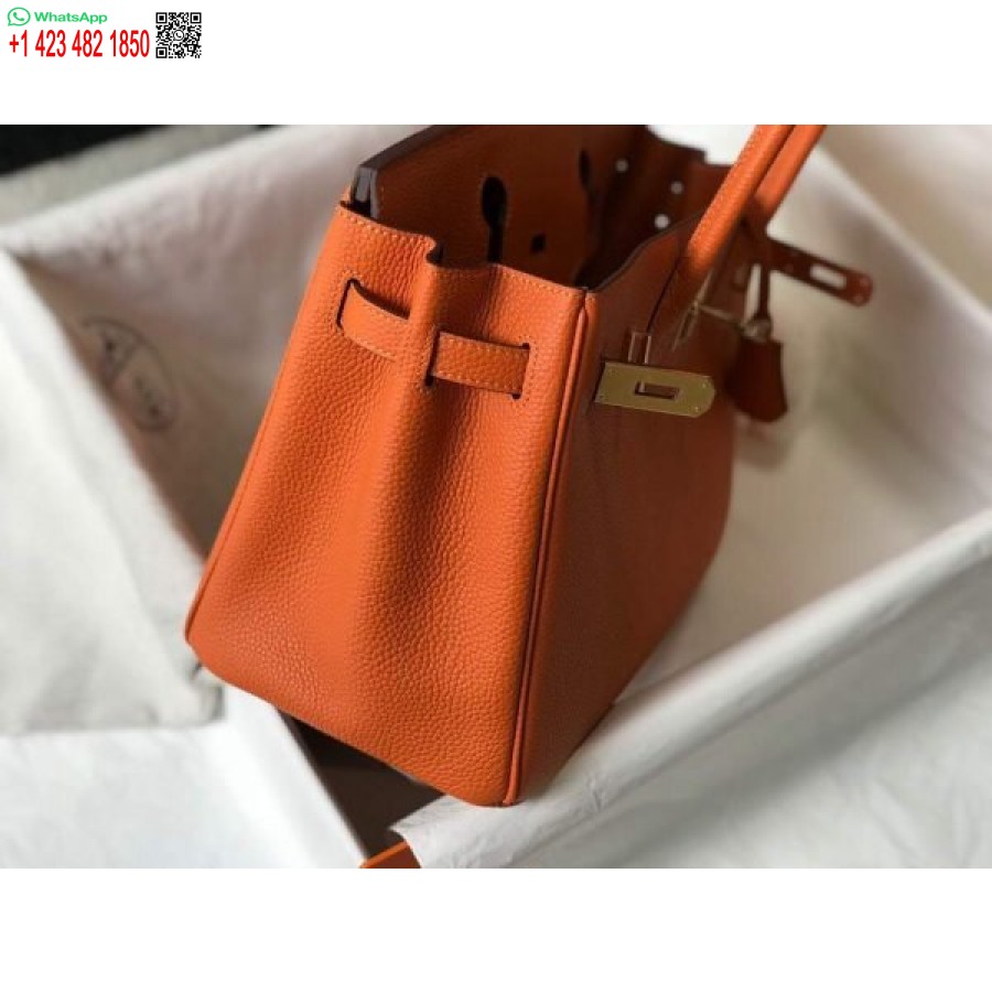 Replika Hermes Birkin Dizajnerske Tote Tote Togo Kožne 28342 Narančaste