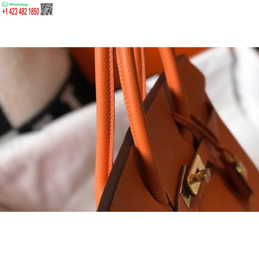Replika Hermes Birkin Dizajnerske Tote Tote Togo Kožne 28342 Narančaste