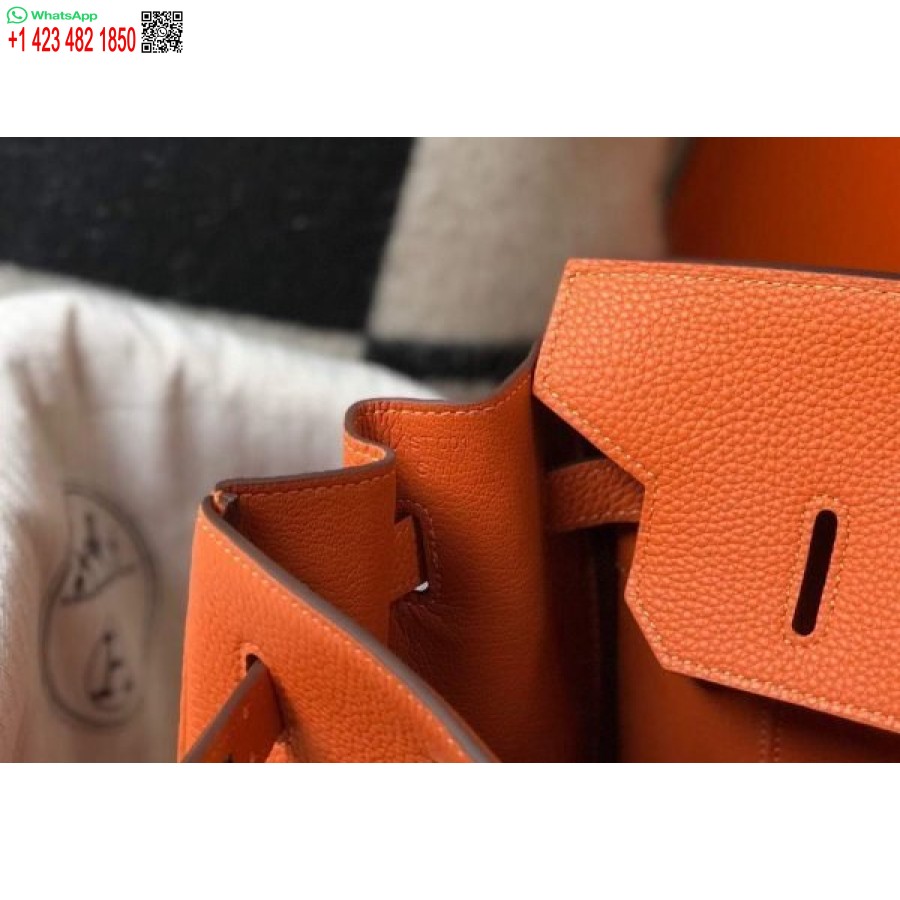 Replika Hermes Birkin Dizajnerske Tote Tote Togo Kožne 28342 Narančaste