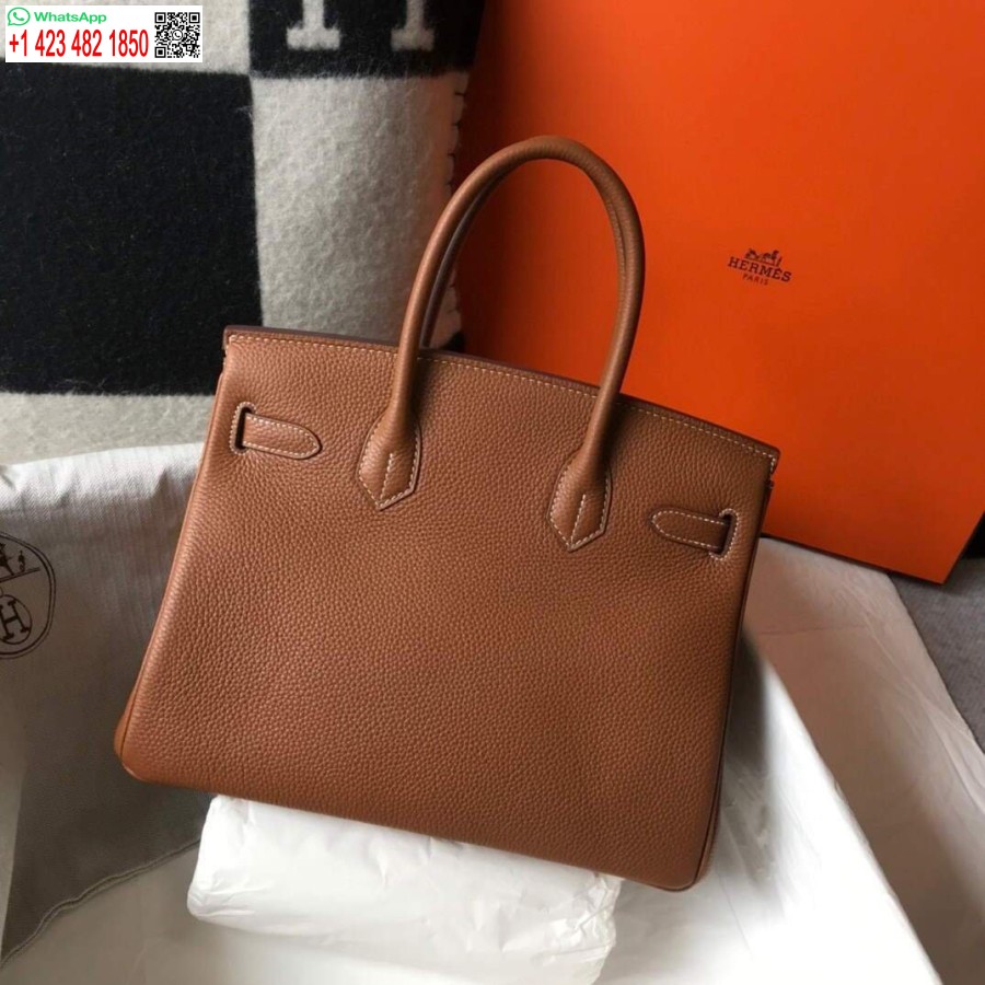 Replica Borsa Tote Firmata Hermes Birkin Togo In Pelle 28340 Marrone Chiaro