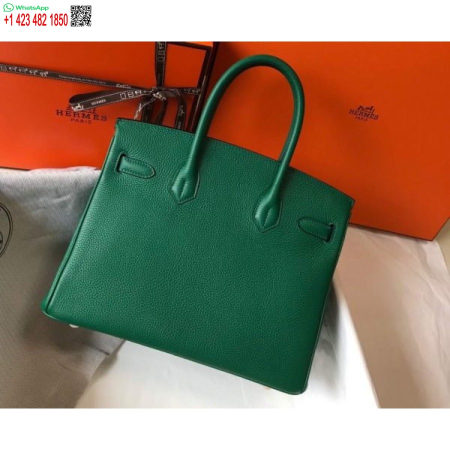 Réplica De Hermes Birkin Bolso De Mano De Diseñador Togo Cuero 28339 Verde