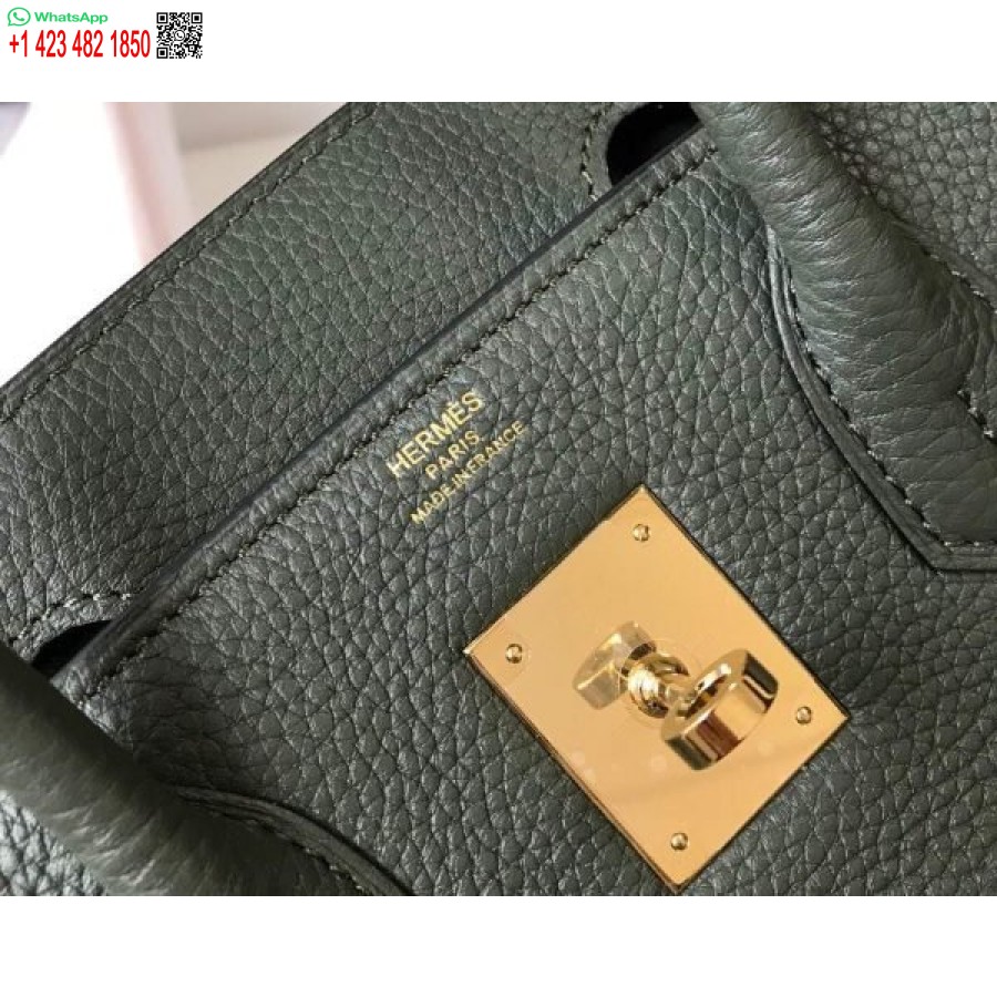 Replika Hermes Birkin Dizajnerske Velike Torbe Togo Kožne 28337 Tamnozelene