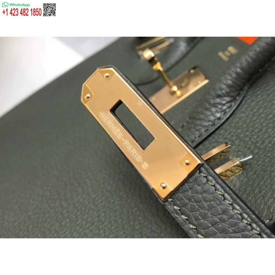 Replika Hermes Birkin Dizajnerske Velike Torbe Togo Kožne 28337 Tamnozelene