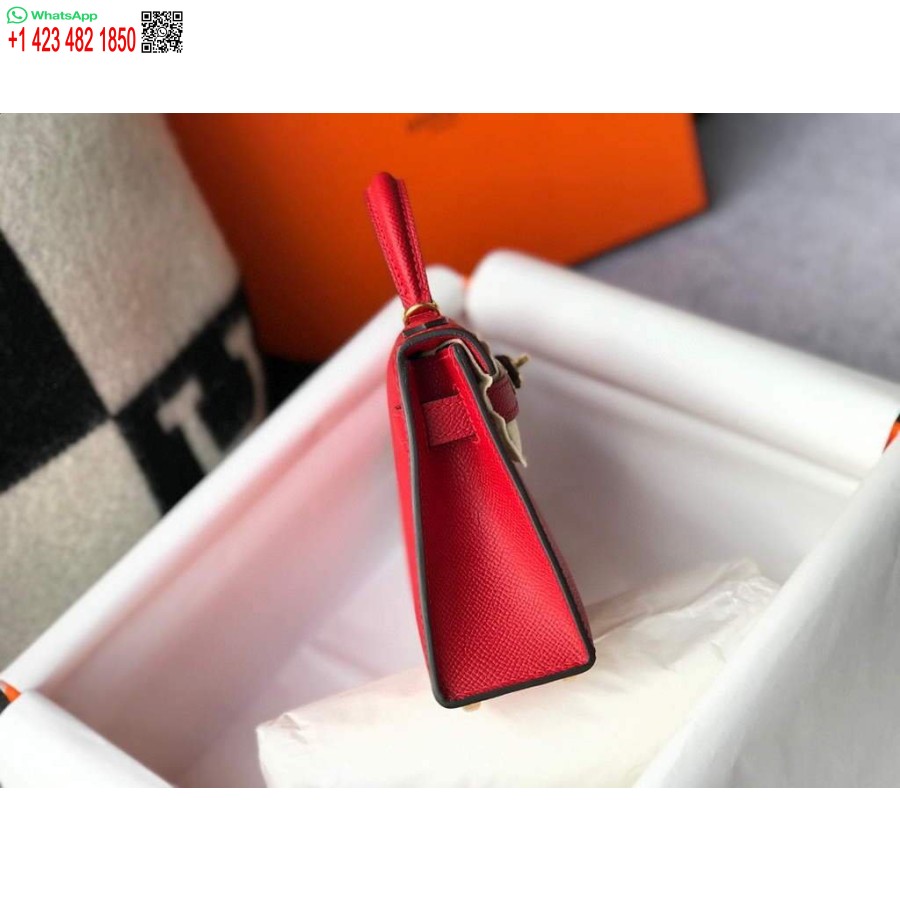 Replika Hermes Kelly Torbe Hermes 19cm Epsom Mini Torbe Za Rame Crvena 20465