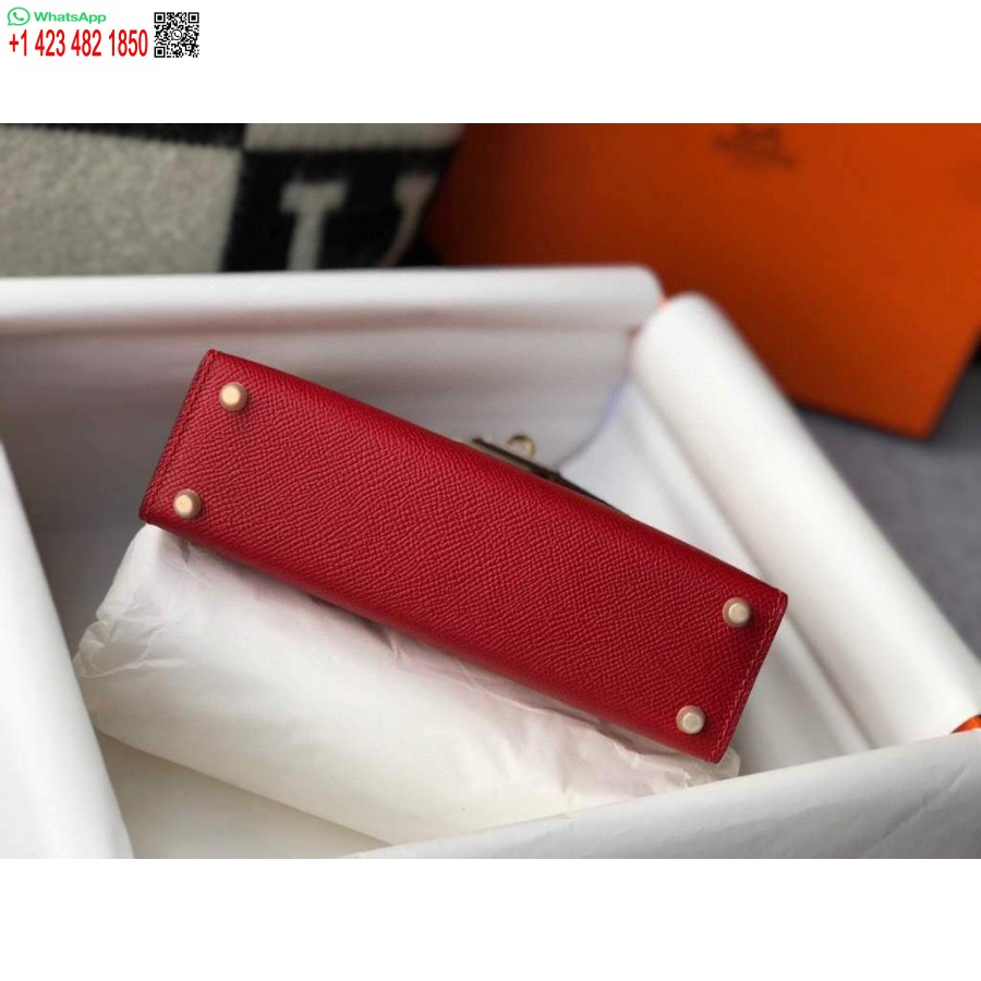 Replika Hermes Kelly Torbe Hermes 19cm Epsom Mini Torbe Za Rame Crvena 20465