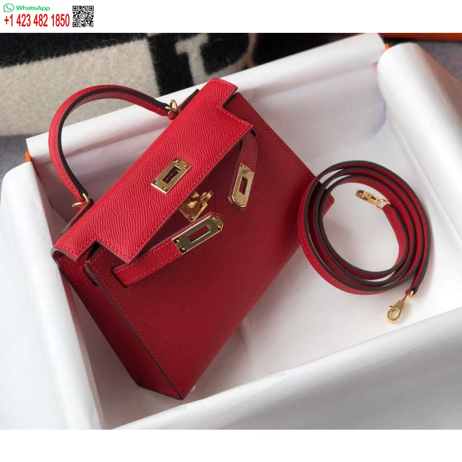 Replika Hermes Kelly Torbe Hermes 19cm Epsom Mini Torbe Za Rame Crvena 20465