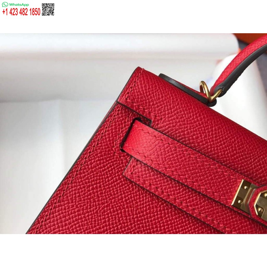 Replika Hermes Kelly Torbe Hermes 19cm Epsom Mini Torbe Za Rame Crvena 20465
