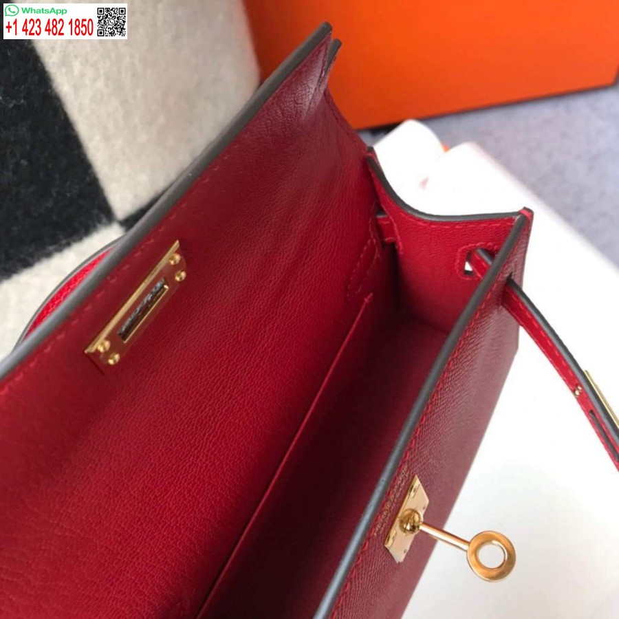 Replika Hermes Kelly Torbe Hermes 19cm Epsom Mini Torbe Za Rame Crvena 20465