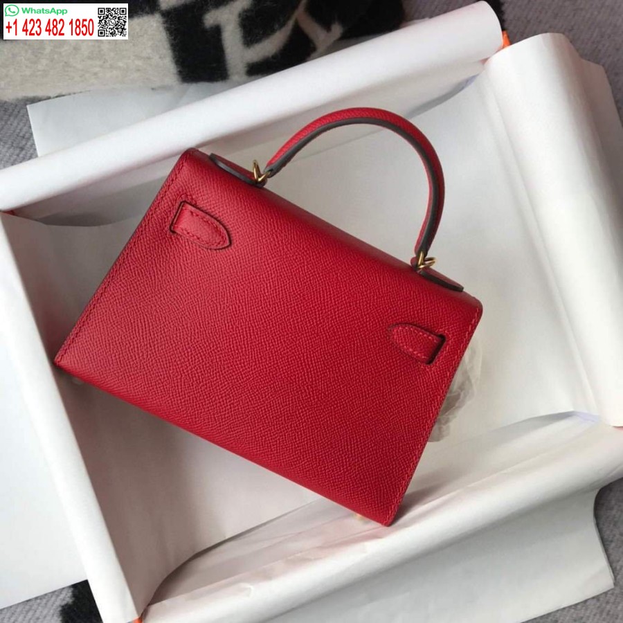 Réplica De Bolso Hermes Kelly Hermes 19cm Mini Bolso De Hombro Epsom Rojo 20465