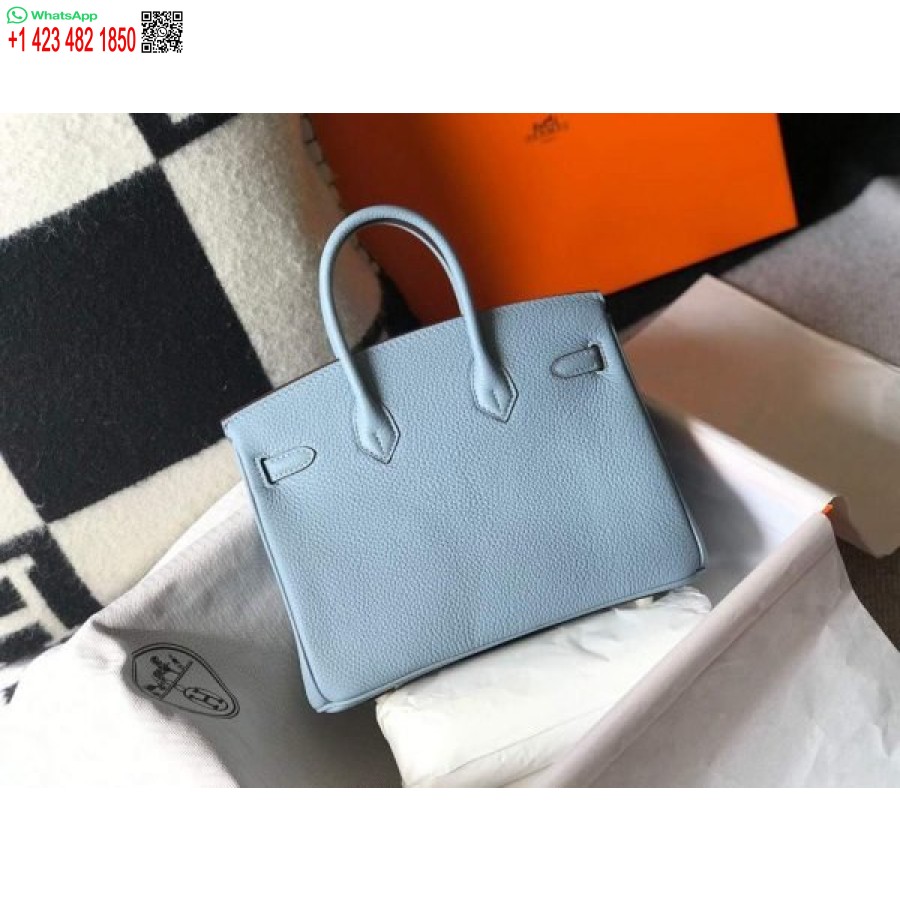 Replica Borsa Tote Firmata Hermes Birkin Togo In Pelle 28335 Azzurro