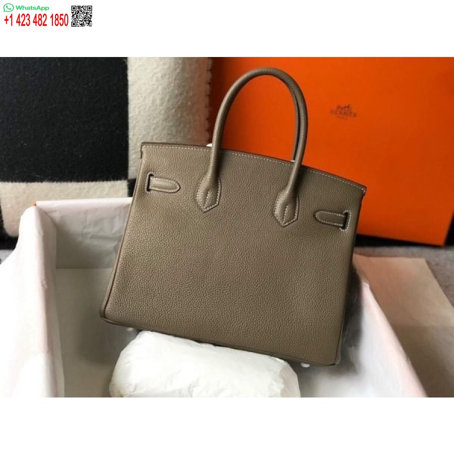 Replica Borsa Tote Firmata Hermes Birkin In Pelle Togo 28333 Grigio Elefante