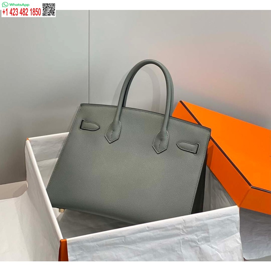 Réplica De Hermes Birkin Bolso De Mano De Diseñador De Cuero Epsom 28370 Verde Almendra