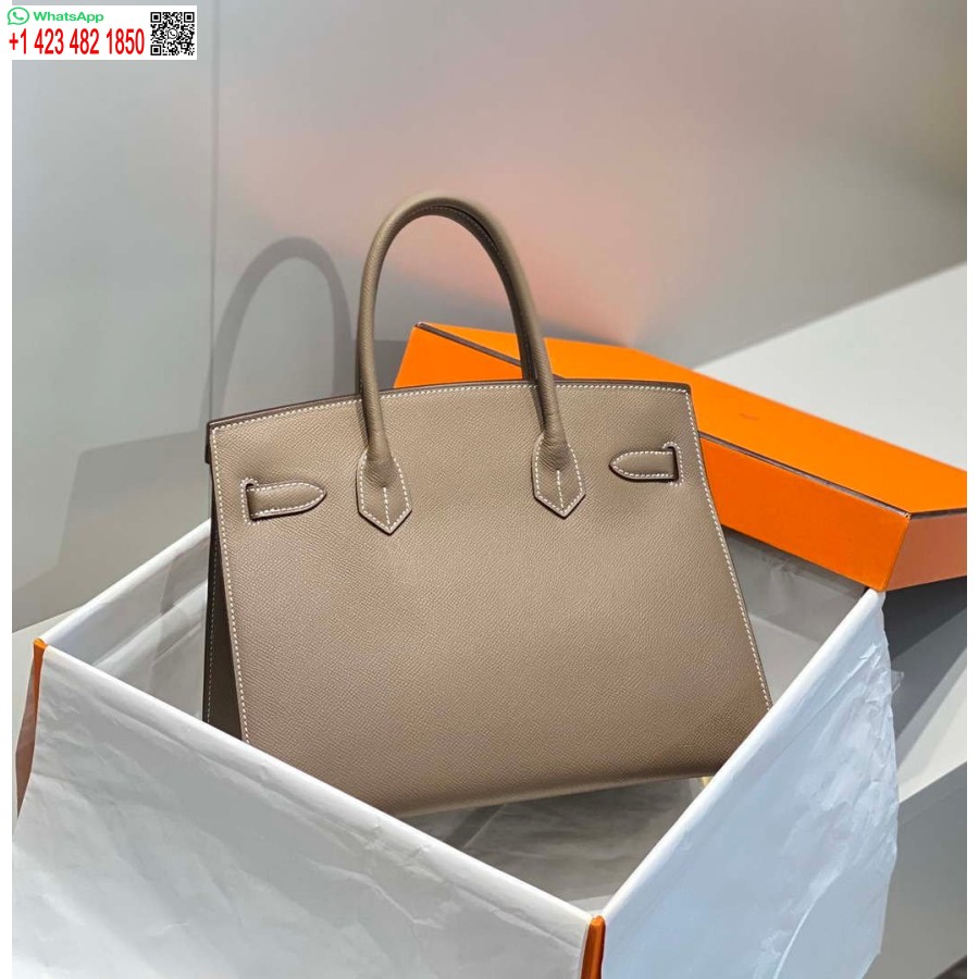 Replica Borsa Tote Firmata Hermes Birkin In Pelle Epsom 28369 Grigio Elefante