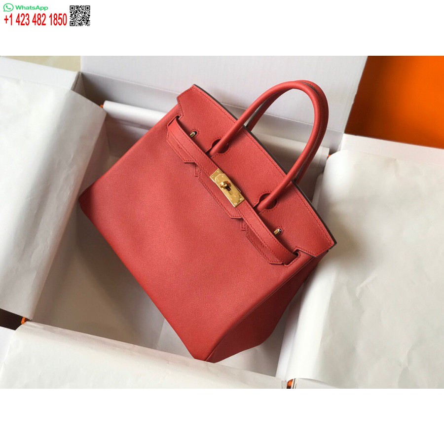 Replica Borsa Tote Firmata Hermes Birkin In Pelle Epsom 28354 Rossa