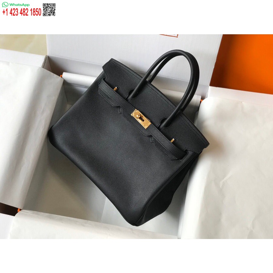 Replika Hermes Birkin Dizajnerske Velike Torbe Od Epsom Kože 28353 Crna