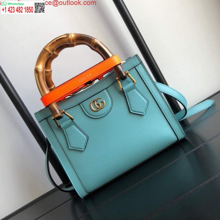 Replica Gucci Diana Mini Tote Bag Borsa Con Manico Superiore Gucci 655661 Blu Lago