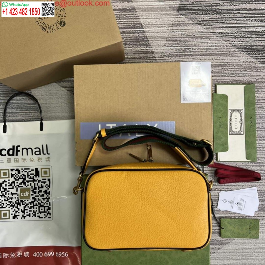 نسخة طبق الأصل من حقيبة كتف Adidas X Gucci الصغيرة 702427 من الجلد الأصفر