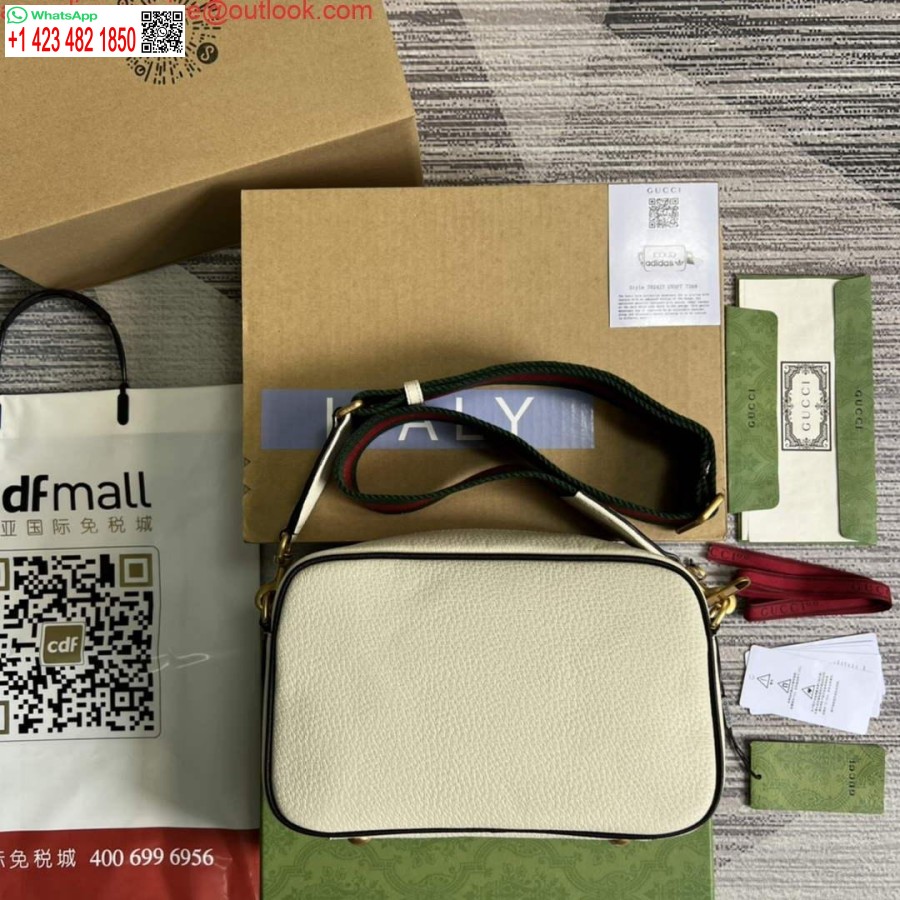 نسخة طبق الأصل من حقيبة كتف Adidas X Gucci الصغيرة 702427 من الجلد الأبيض