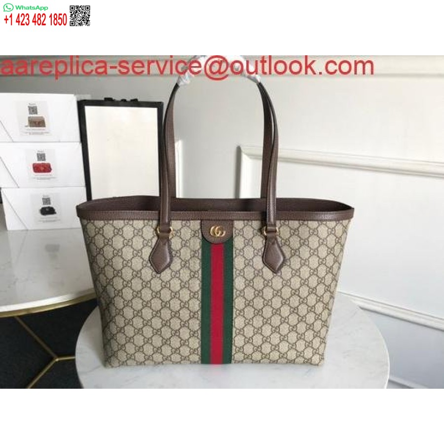 Replica Gucci 631685 Ophidia Gg Medium Tote Green And Red Web