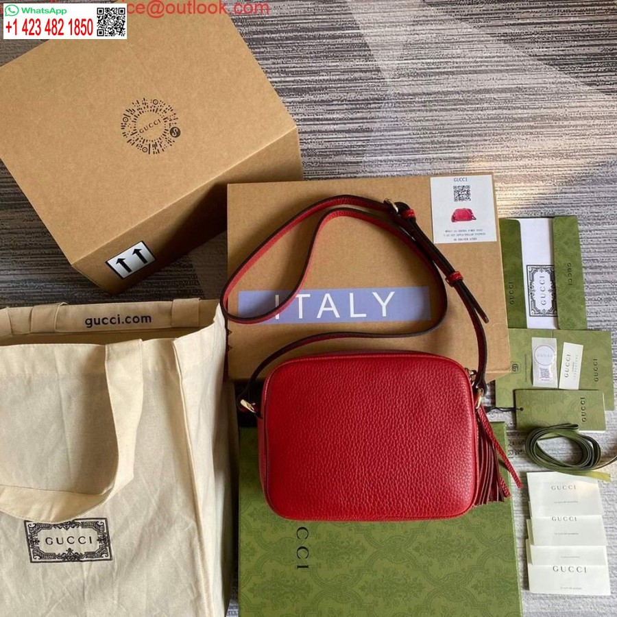 طبق الاصل غوتشي 308364 سوهو الجلود الصغيرة Crossbody-حقائب ديسكو حقيبة حمراء