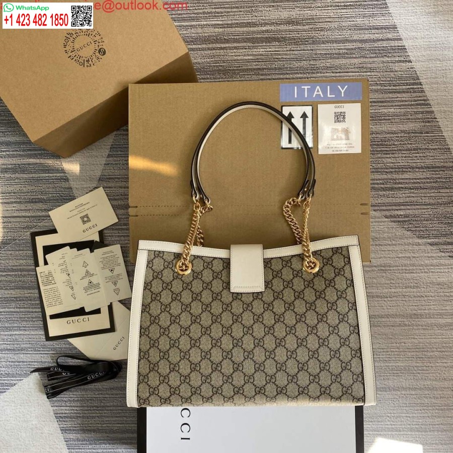 نسخة طبق الأصل من غوتشي 479197 حقيبة كتف Gg متوسطة الحجم باللون الأبيض