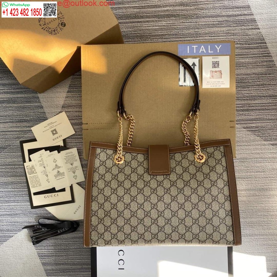 طبق الأصل غوتشي 479197 قفل حقيبة كتف Gg متوسطة الحجم باللون البني